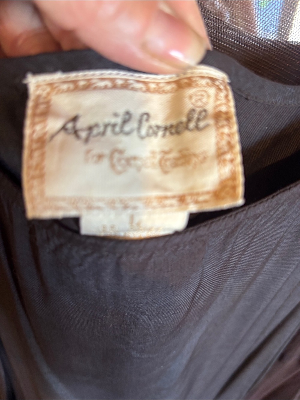 April Cornell Brown Sheer Embroidered Long Robe with Slip - Picture 7 of 7